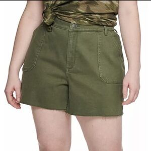 SONOMA olive green distressed denim shorts